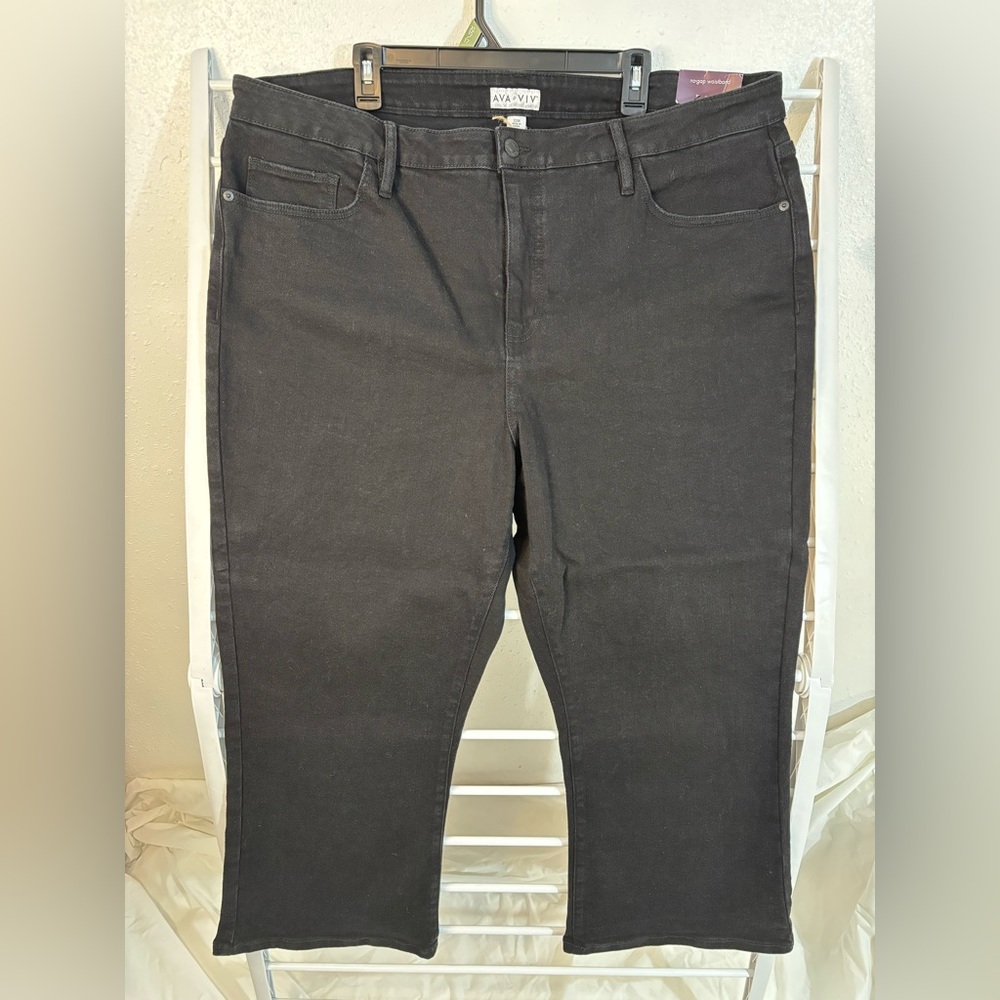 Ava+Viv NWT black stretch high-rise ankle bootcut jeans 22W